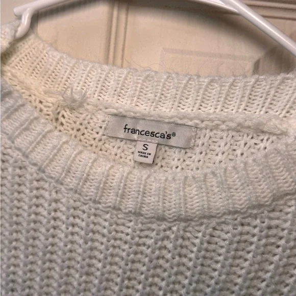 Francesca’s Colorblock Knit Sweater - Olive Green & White - Picture 3 of 4
